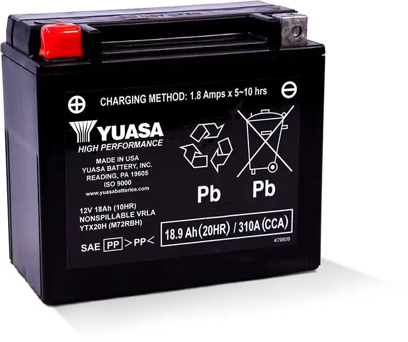 Yuasa YTX20H Maintenance Free AGM 12 Volt Battery Worldwide Shipping